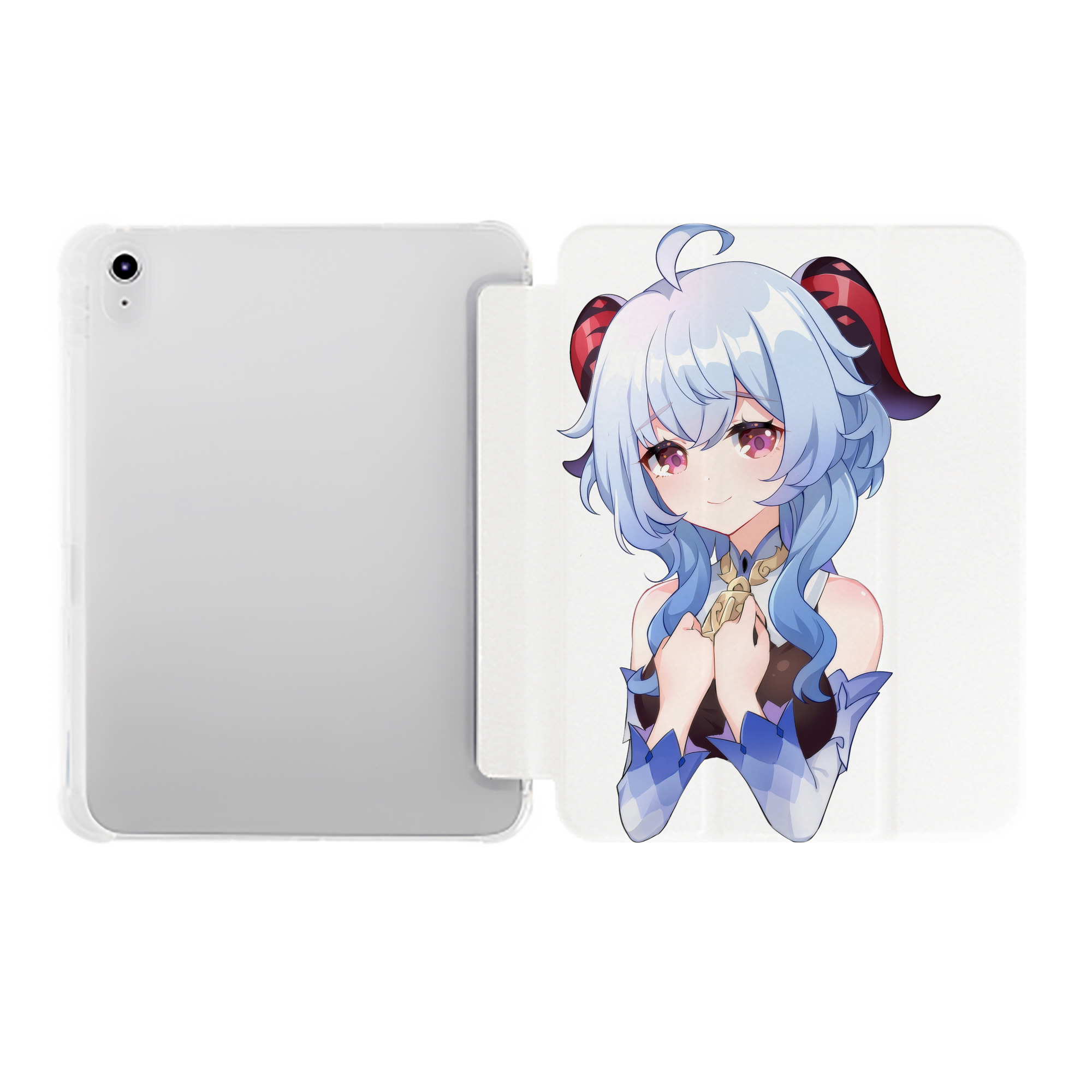げんし神 甘雨 かんう genshin Ganyu IPad ケース ペン収納付き 三つ折りスタンド PUレザー×シリコン 対応機種9.5/10.5/10.9インチ